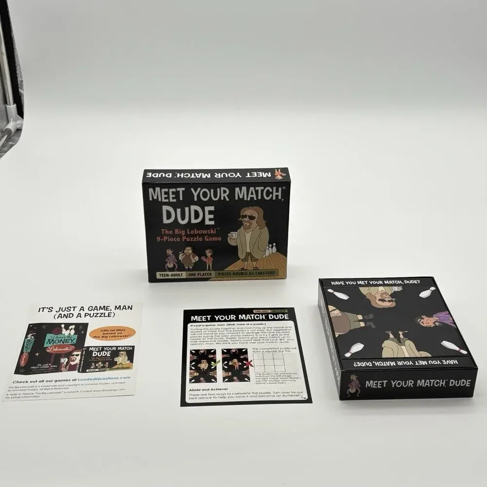The Big Lebowski Meet Your Match Dude Puzzle Game Coasters Adult Complete.